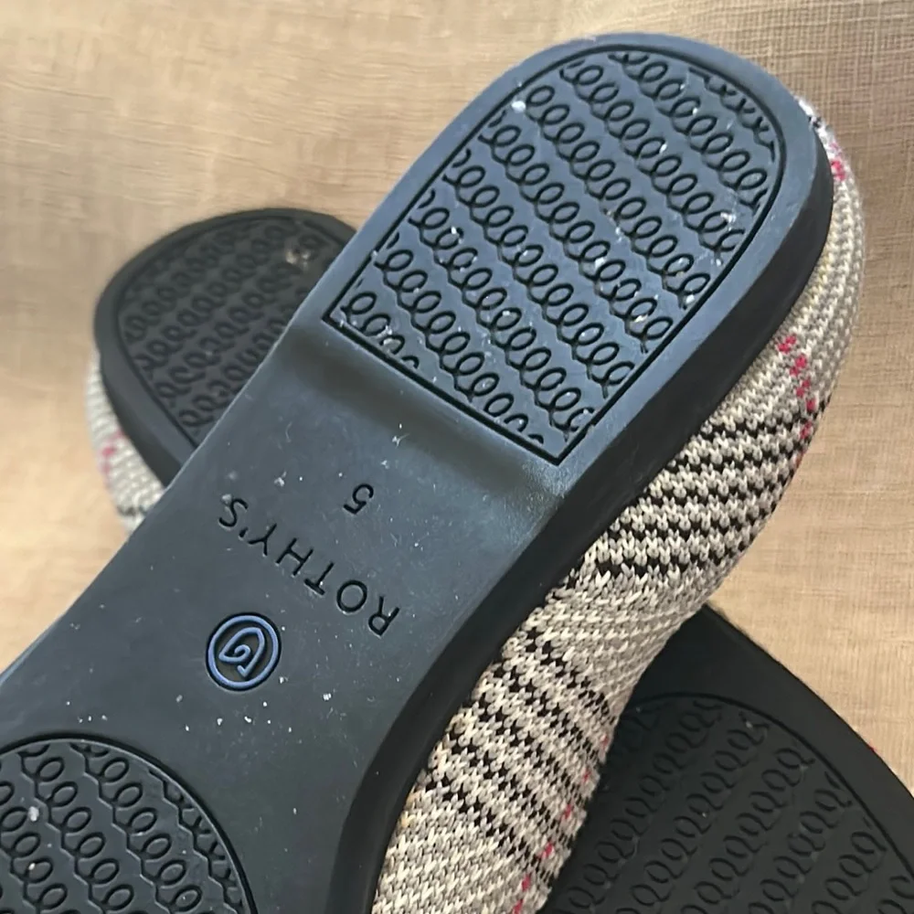 Rothy’s The Flat Grey Glen Plaid Round Toe Flats Sz 5